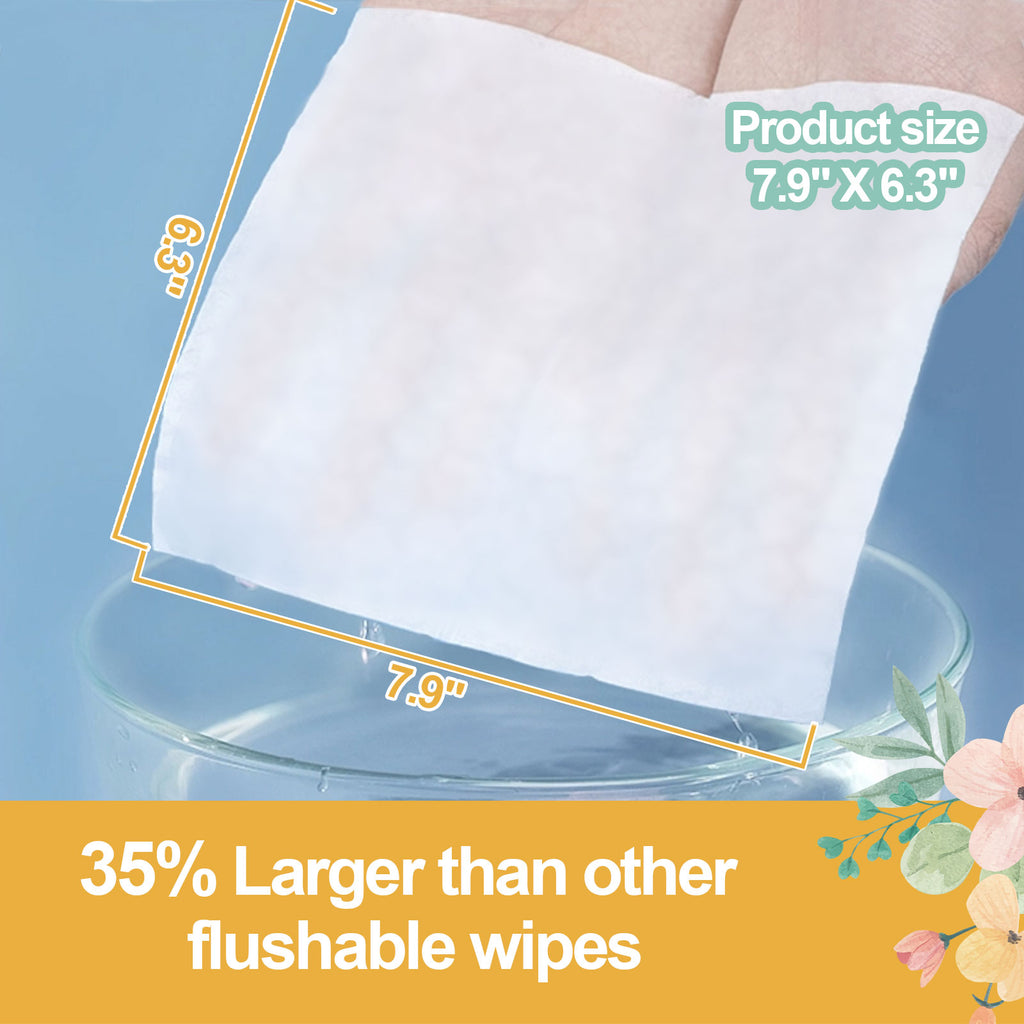 Flushable Toilet Wipes for Adults, Soft & Gentle, Jasmine Scent, Wet Wipes with Aloe & Vitamin E (60 Count)